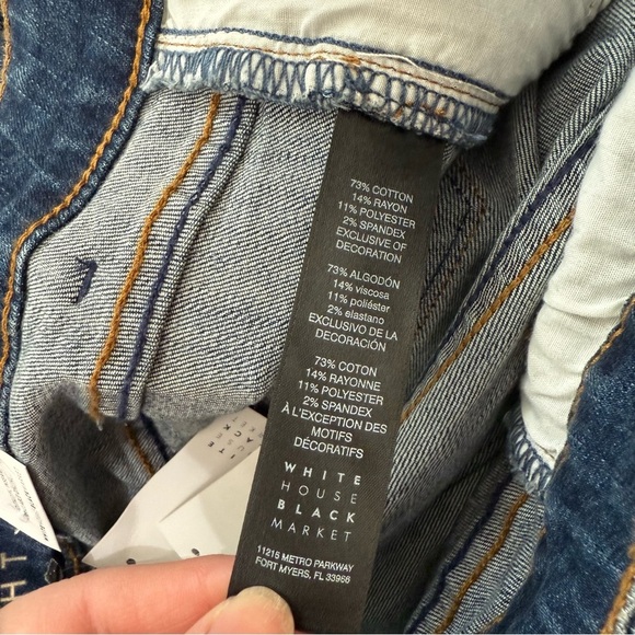 WHBM Straight Crop Jeans Size 10 Denim Floral Embroidered Cropped Raw Edge NWT - Picture 9 of 13